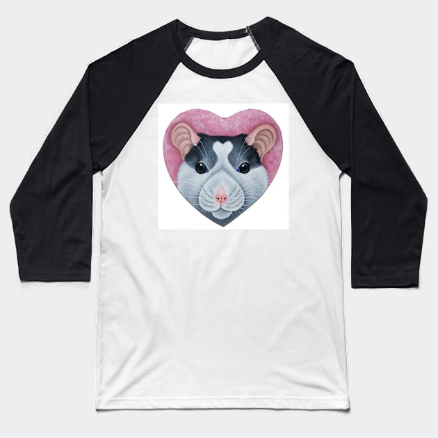 Heart Rat - Roan/Husky Fancy Rat Baseball T-Shirt by WolfySilver